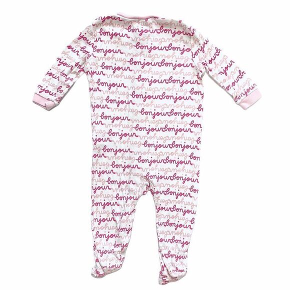 Joe Fresh Pink Bonjour Print Footed Cotton PJ's - Picture 3 of 3